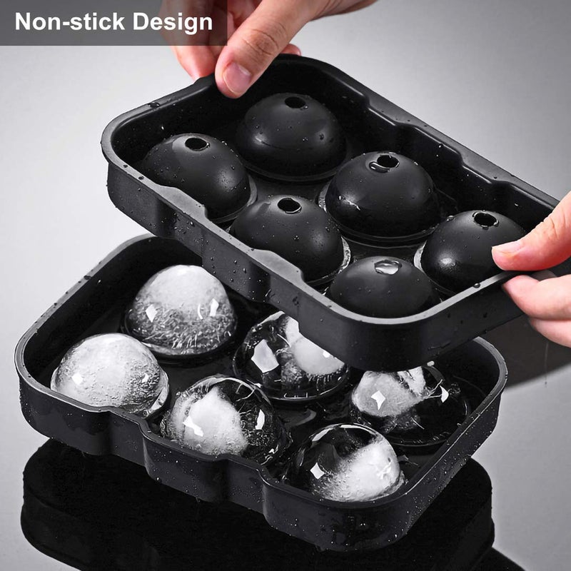 Helpcook Ice Cube trays(set of 2), Silicone Sphere Ice Ball Maker with Lid and Large Square Ice Cube Molds for Whiskey Ice and Cocktails, Food Grade Silicone, Reusable and BPA-Free - Image 4